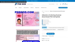 Albania v2 driving license download PSD template