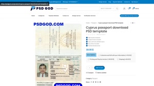 Cyprus passport download PSD template