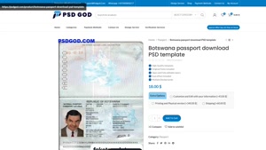 Botswana passport download PSD template