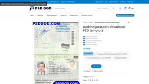 Burkina passport download PSD template