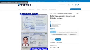 Estonia passport download PSD template