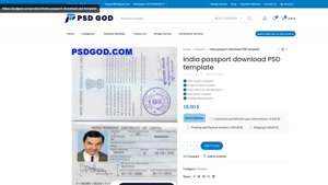 India passport download PSD template