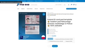 Poland ID card psd template ⭐️ Szablon psd fałszywego dowodu
