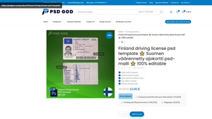 Finland driving license psd template ⭐️ Suomen väärennetty a