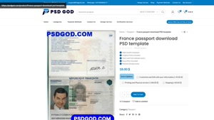 France passport download PSD template