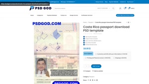 Costa Rica passport download PSD template