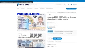 Angola 2018-2028 driving license download PSD template