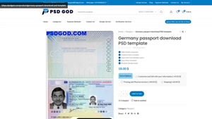 Germany passport download PSD template