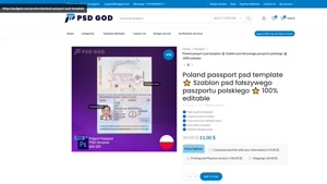 Poland passport psd template ⭐️ Szablon psd fałszywego paszp
