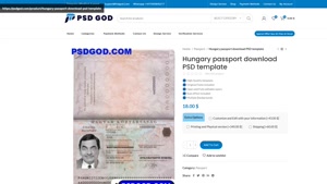 Hungary passport download PSD template