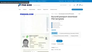 Burundi passport download PSD template