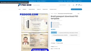 Brazil passport download PSD template
