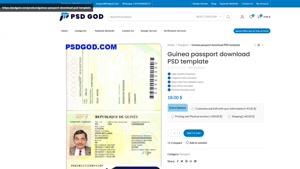 Guinea passport download PSD template