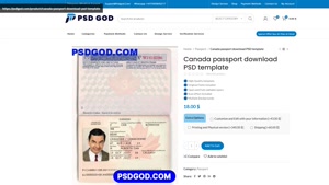 Canada passport download PSD template