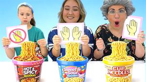 کارتون روبی بانی - چالش غذا خوردن بدون دست در مقابل یک دست و