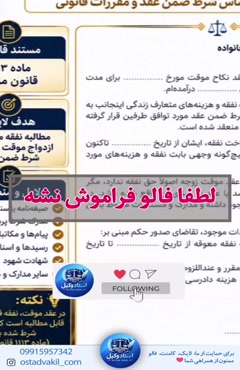 استاد وکیل: نمونه لایحه مطالبه نفقه در ازدواج موقت براساس شرط